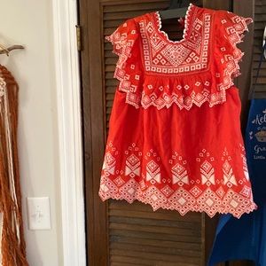 Feather and Bone orange boho top
